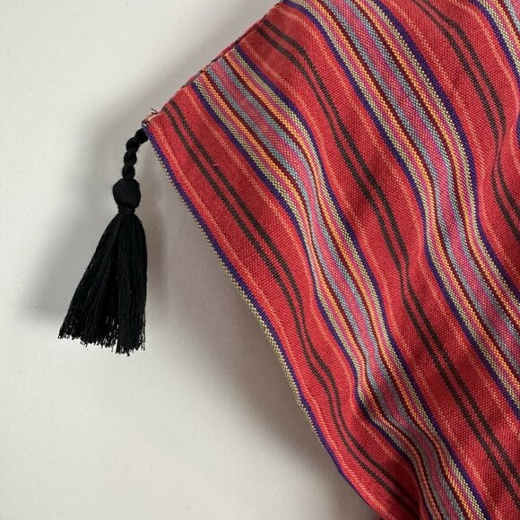 Andree by Unit Embroidered Red Black Poncho Top With Tassels Women Size Med Boho - Picture 4 of 11